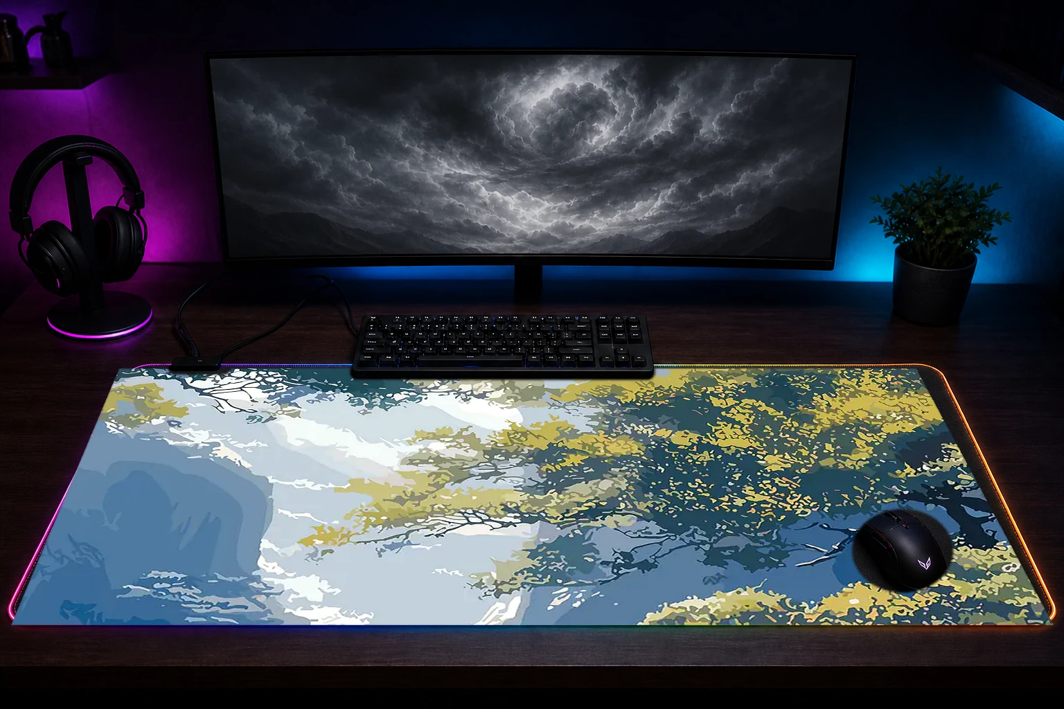 Landscapes Nature RGB Desk Mat immersive setup scene