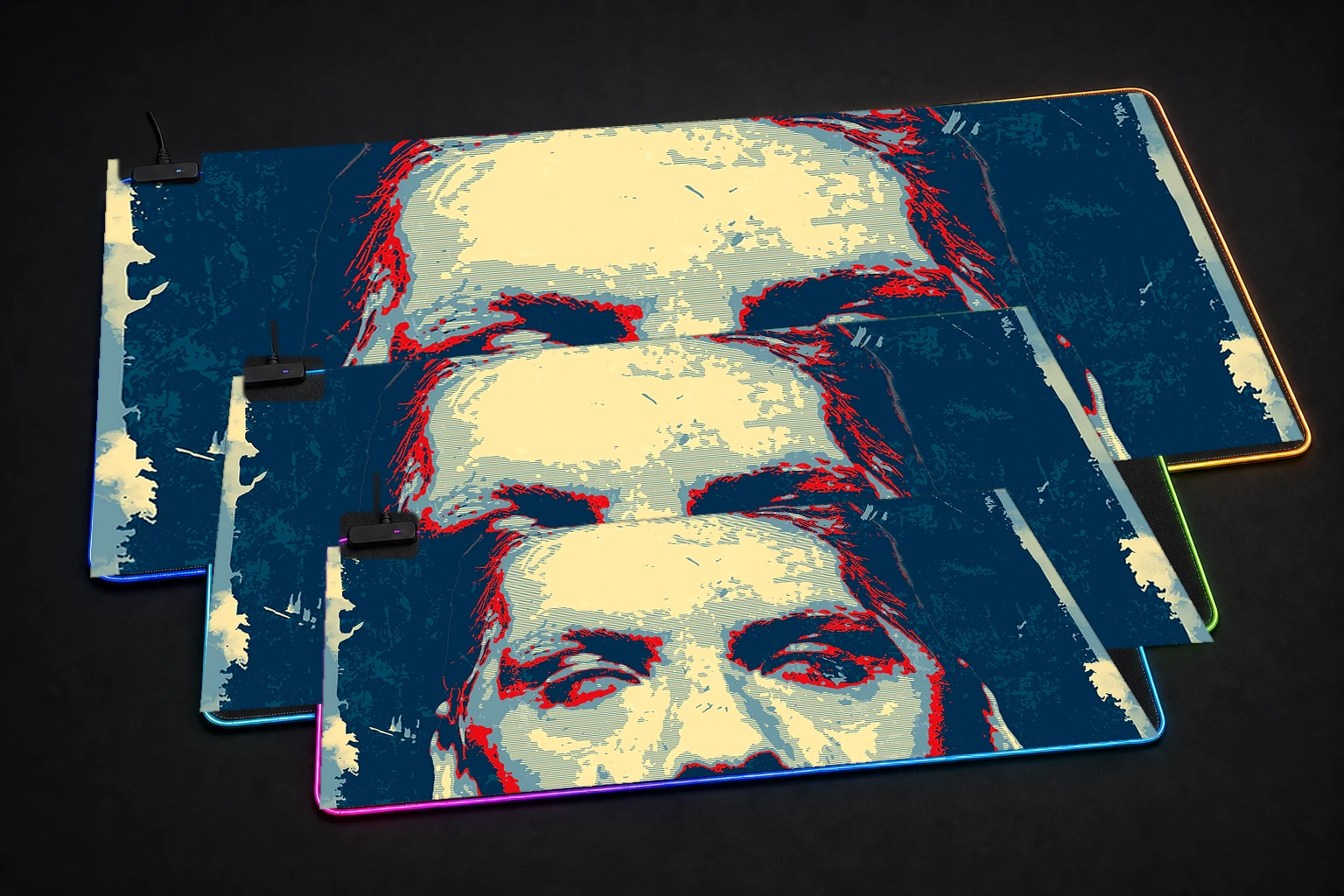 Rammstein Sehnsucht Hope Art RGB Desk Mat three-size comparison