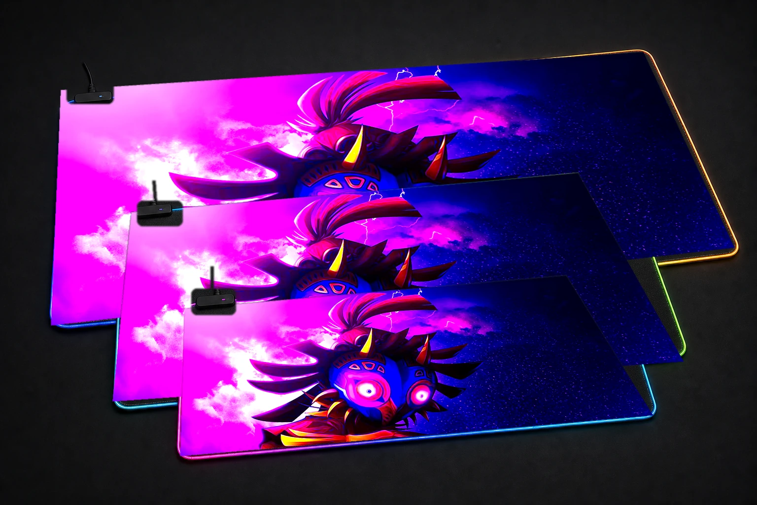 Game RGB Desk Mat three-size comparison