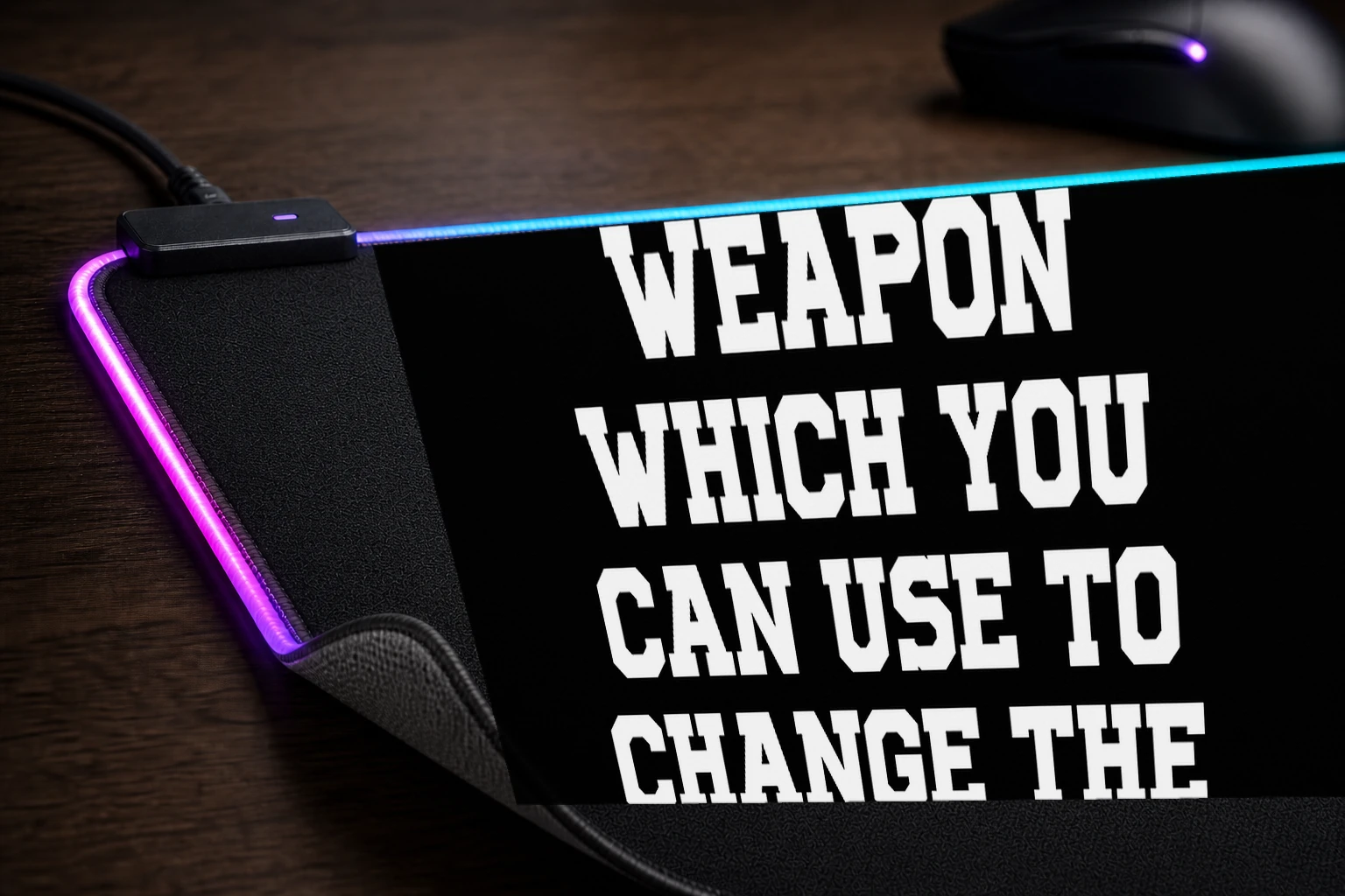 Education is the most powerful weapon RGB Desk Mat controller and material detail