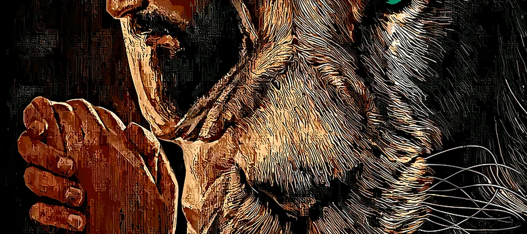 Jesus And Lion RGB Desk Mat full-width design preview