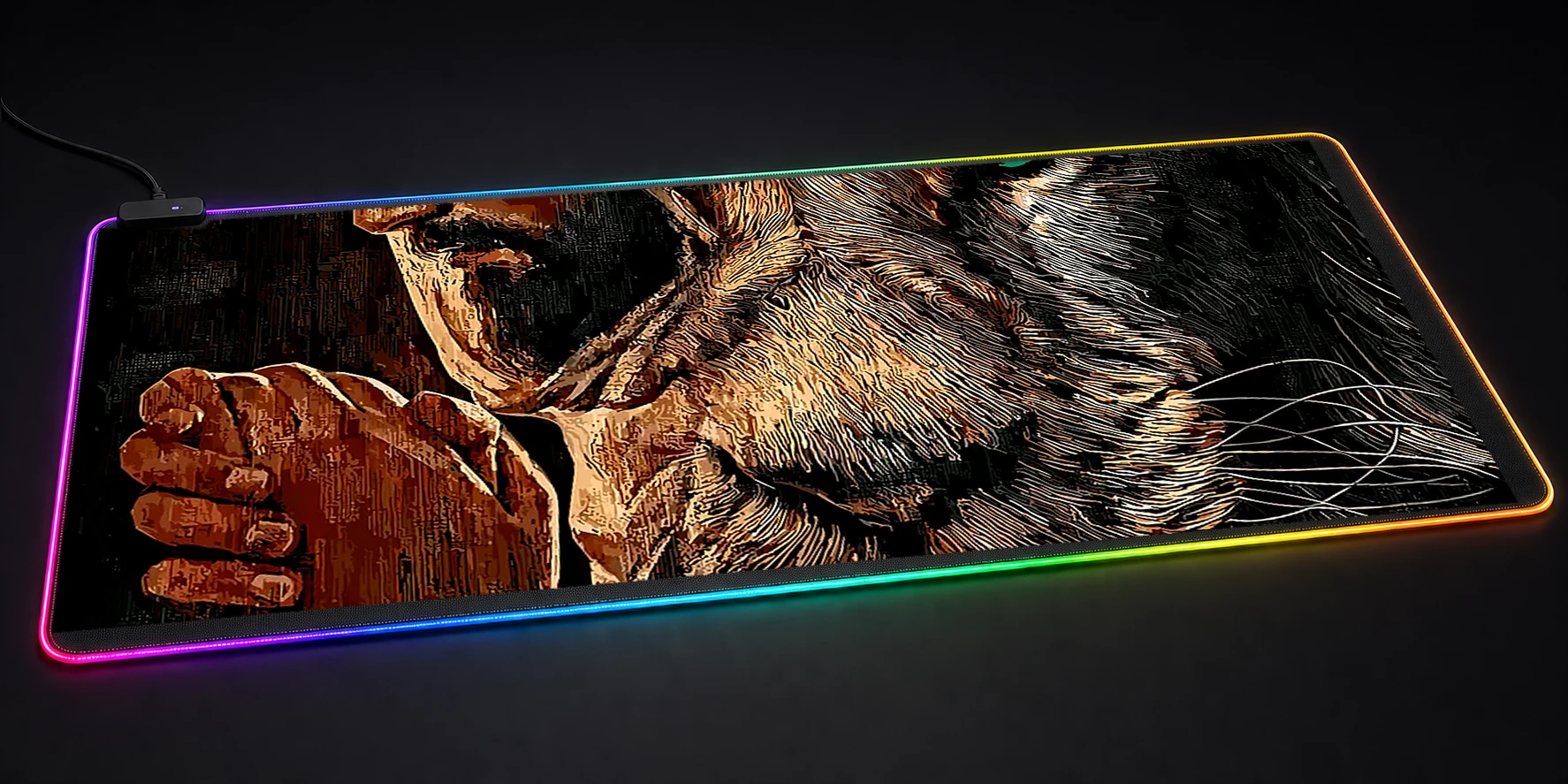 Jesus And Lion RGB Desk Mat RGB desk mat
