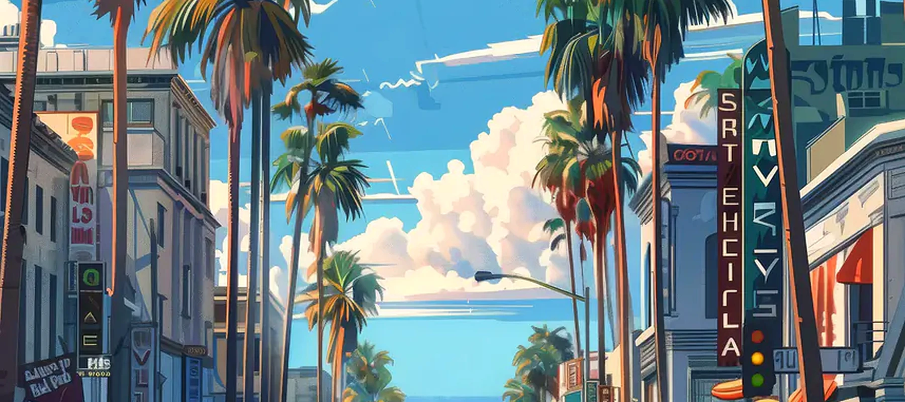 Los Angelis Anime Vintage RGB Desk Mat full-width design preview