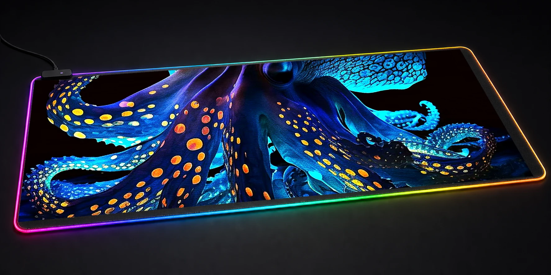 Neon Octopus RGB Desk Mat RGB desk mat