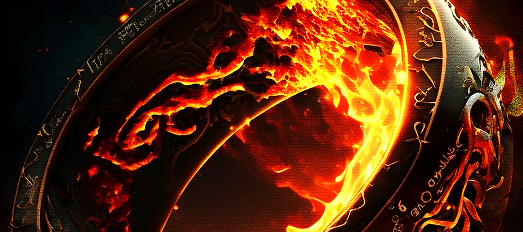 Rings Fire Magic RGB Desk Mat full-width design preview