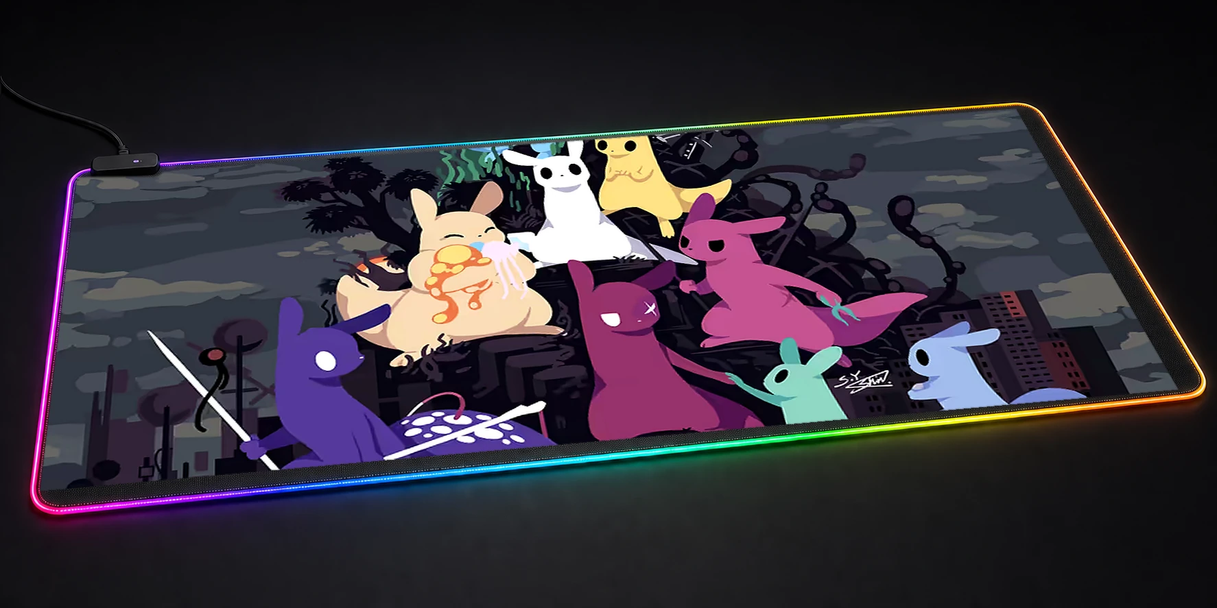 Rain World Slugcats Illustration RGB Desk Mat RGB desk mat