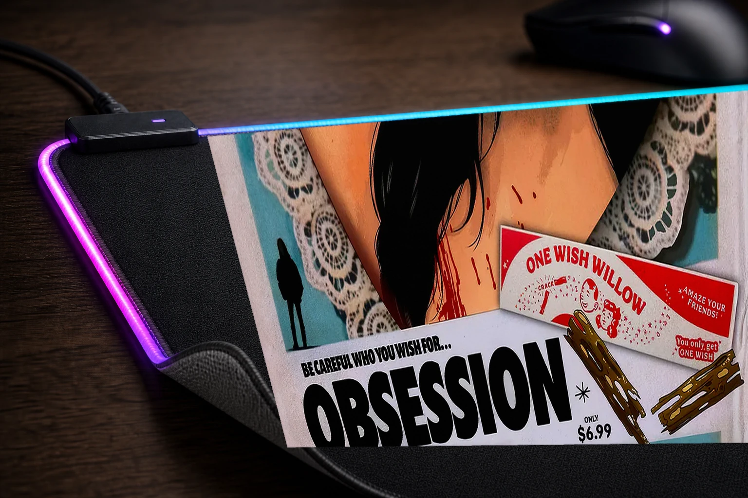 Obsession Movie artwork RGB Desk Mat controller and material detail
