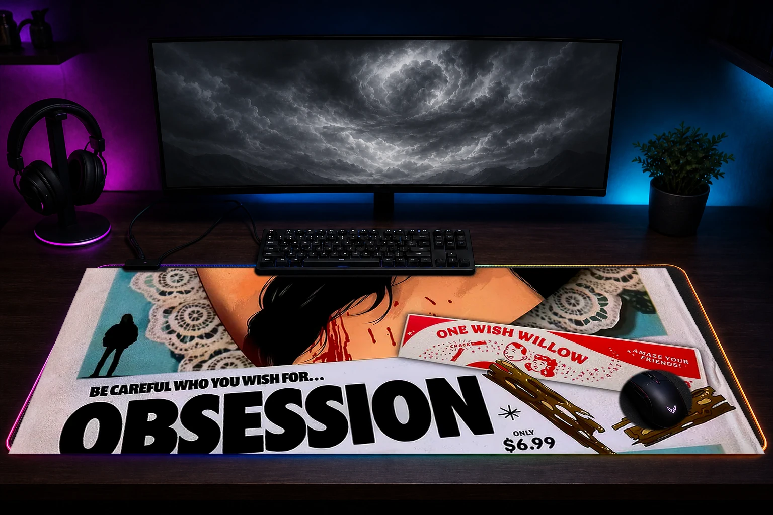 Obsession Movie artwork RGB Desk Mat immersive setup scene