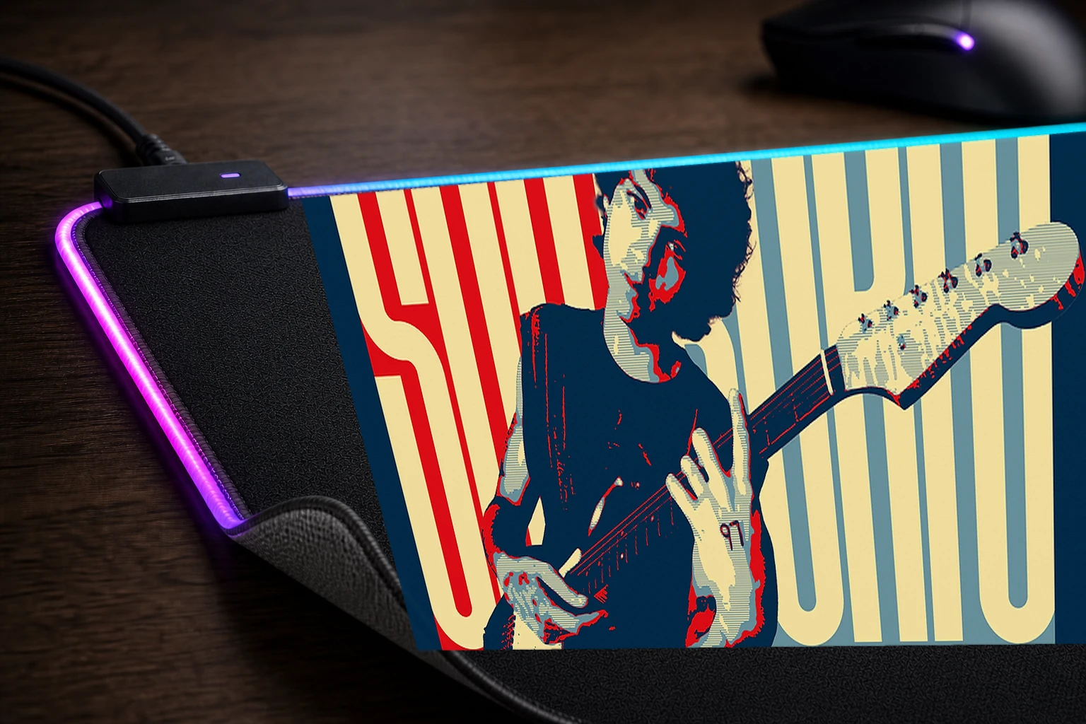 Dominic Fike - Sunburn Vintage Album Cover RGB Desk Mat controller and material detail
