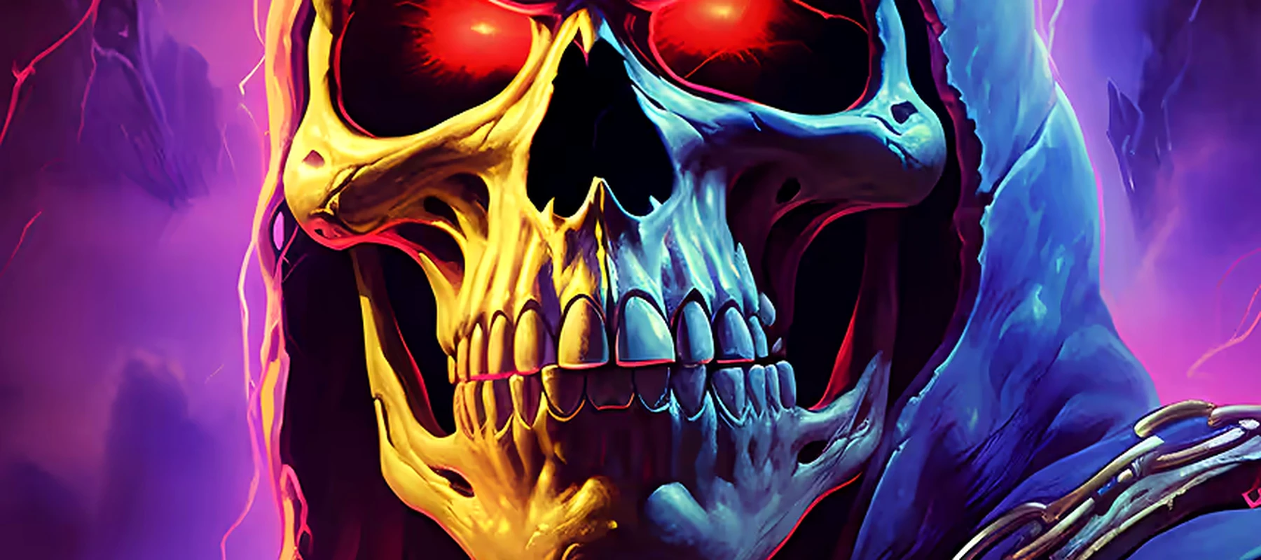 The Skeletor RGB Desk Mat full-width design preview