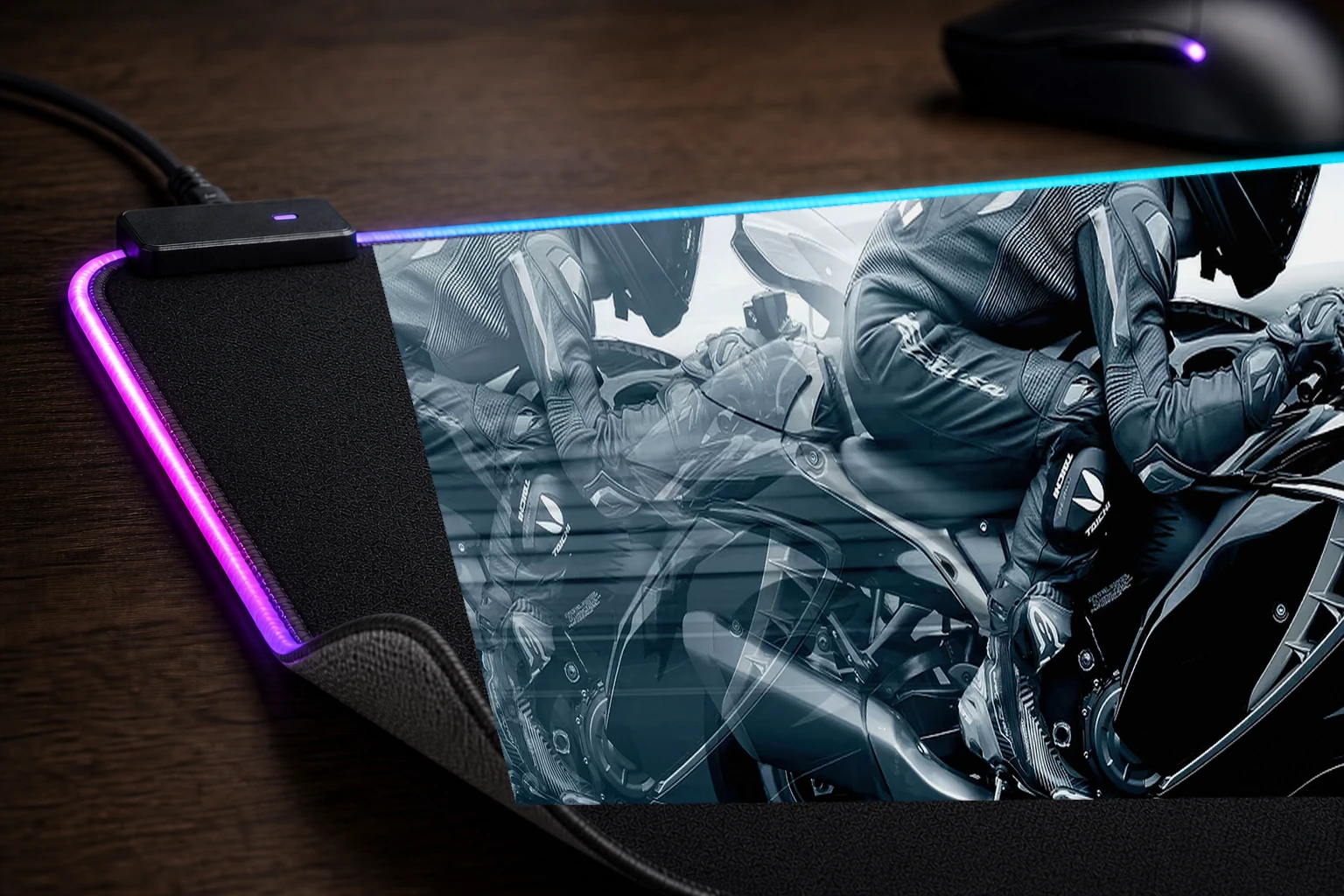 Suzuki Hayabusa RGB Desk Mat controller and material detail