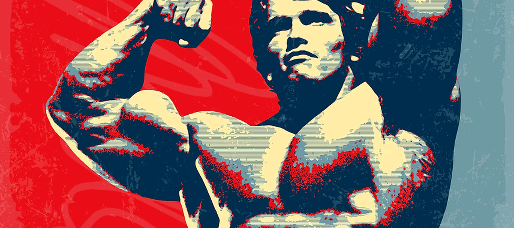 Arnold Schwarzenegger artwork RGB Desk Mat full-width design preview
