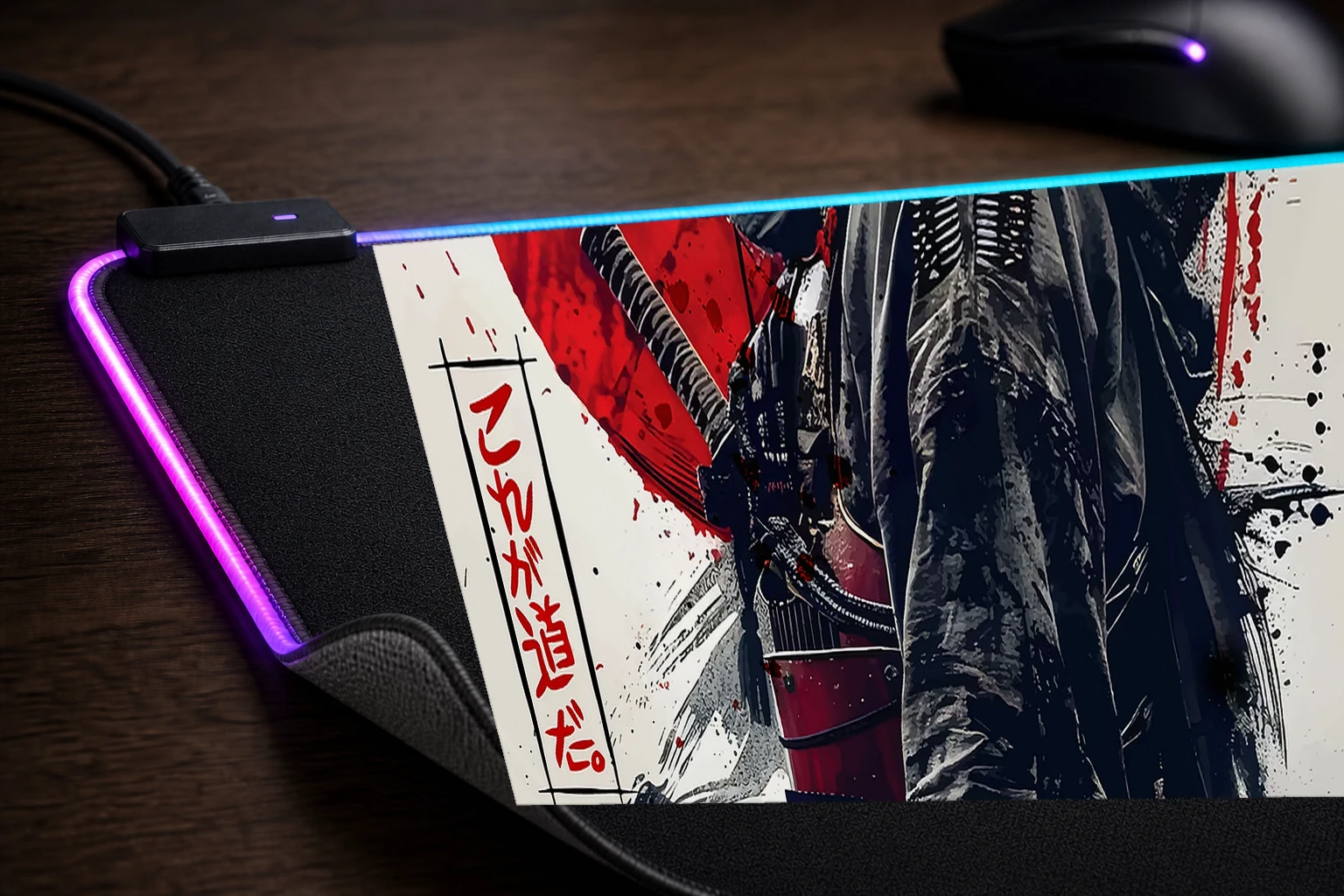 samurai japan RGB Desk Mat controller and material detail