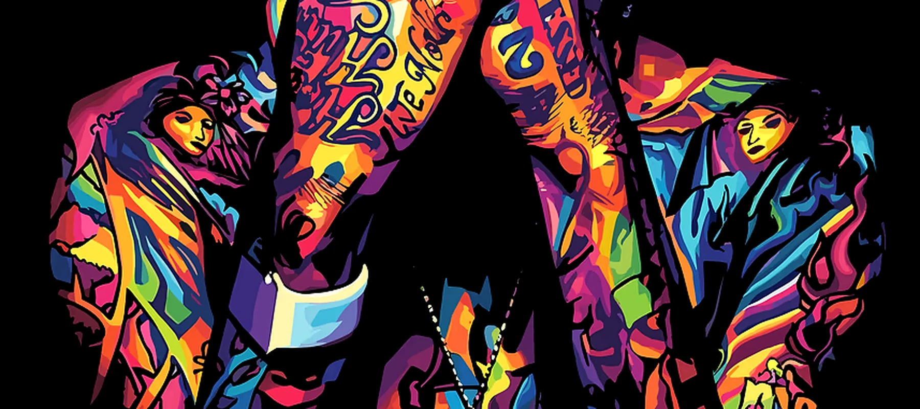 Wiz Khalifa Colorful Portrait RGB Desk Mat full-width design preview