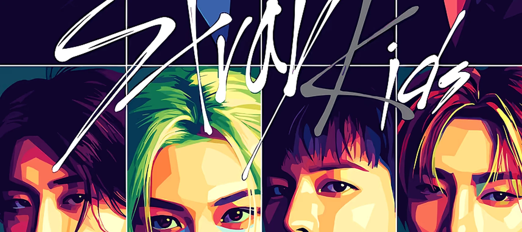 Stray Kids K-Pop Group Portrait RGB Desk Mat full-width design preview