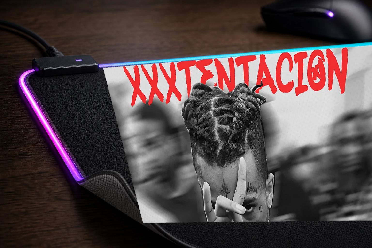 XXXTentacion RGB Desk Mat controller and material detail