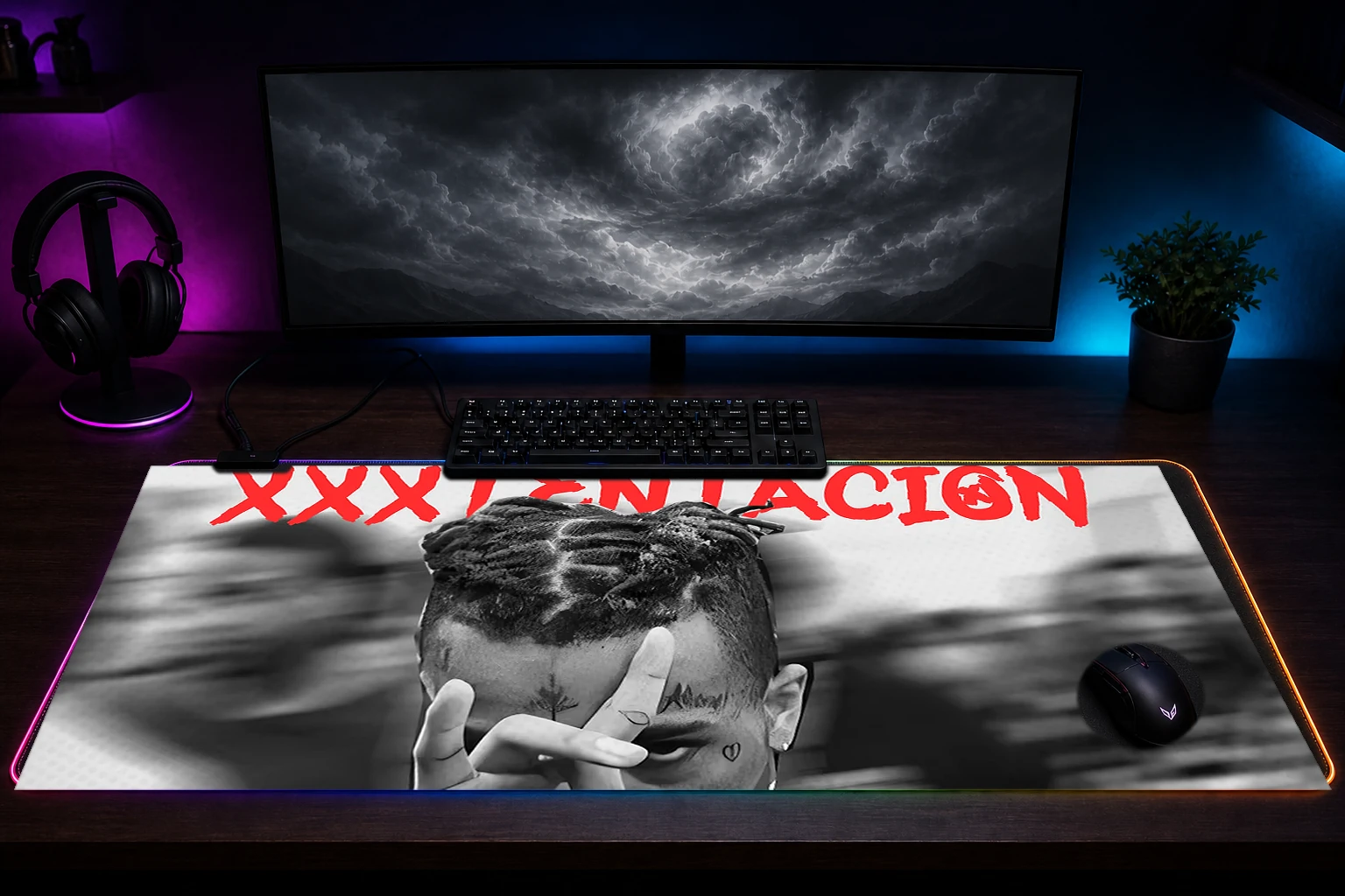 XXXTentacion RGB Desk Mat immersive setup scene