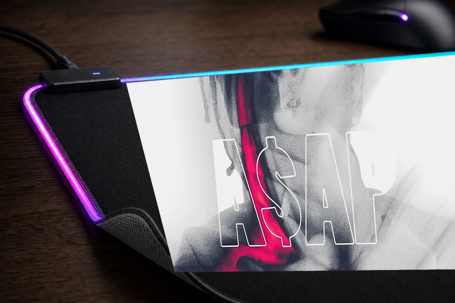 ASAP Rocky Abstract Portrait RGB Desk Mat controller and material detail