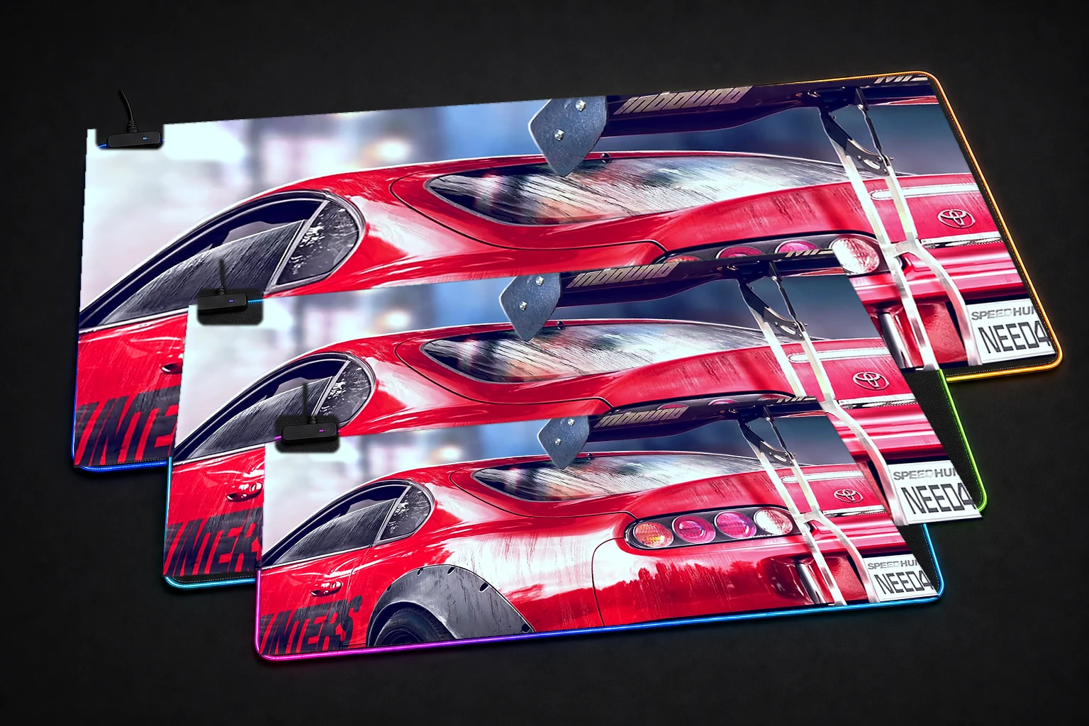 need for speed RGB Desk Mat three-size comparison
