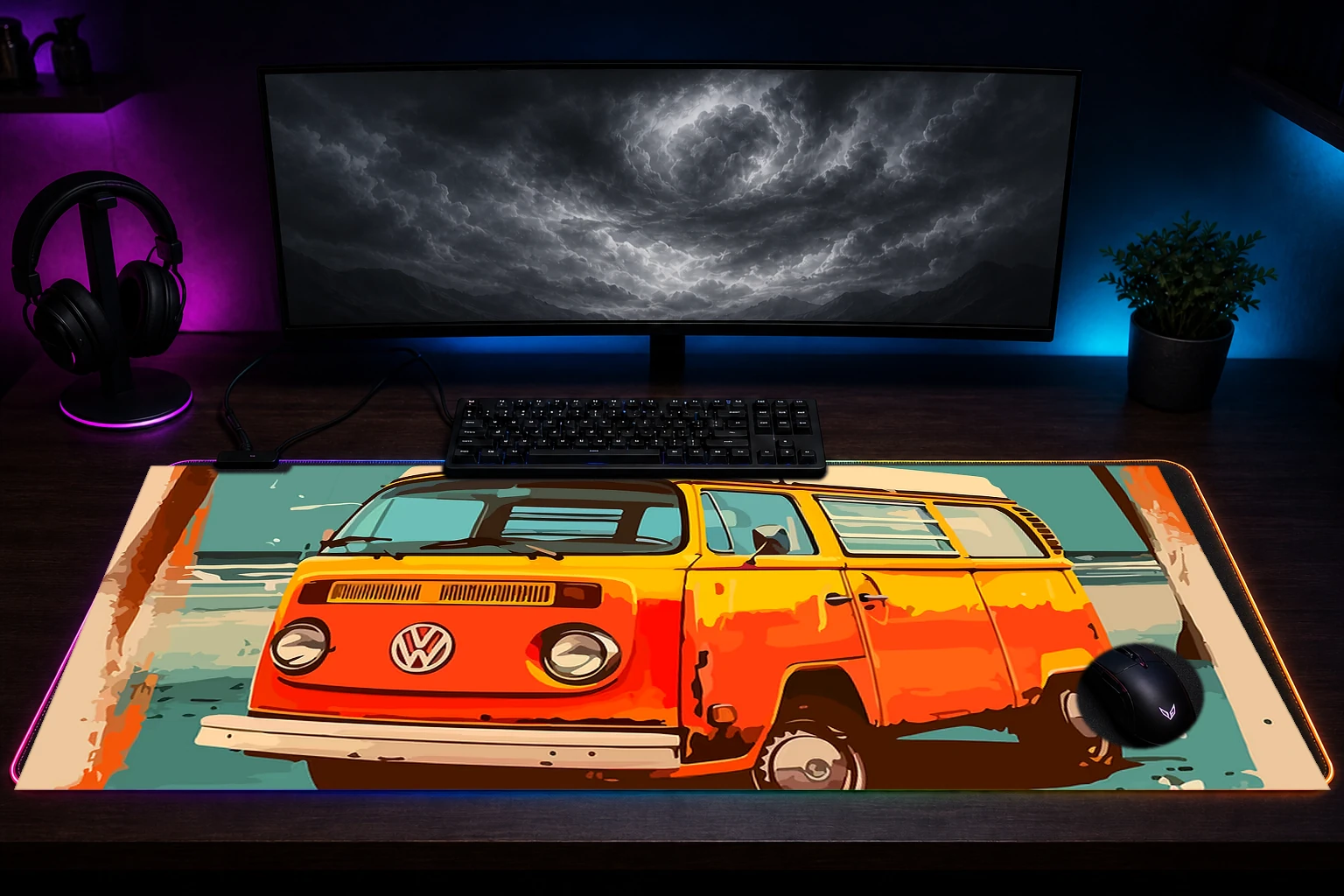 Volkswagen Best Selling RGB Desk Mat immersive setup scene