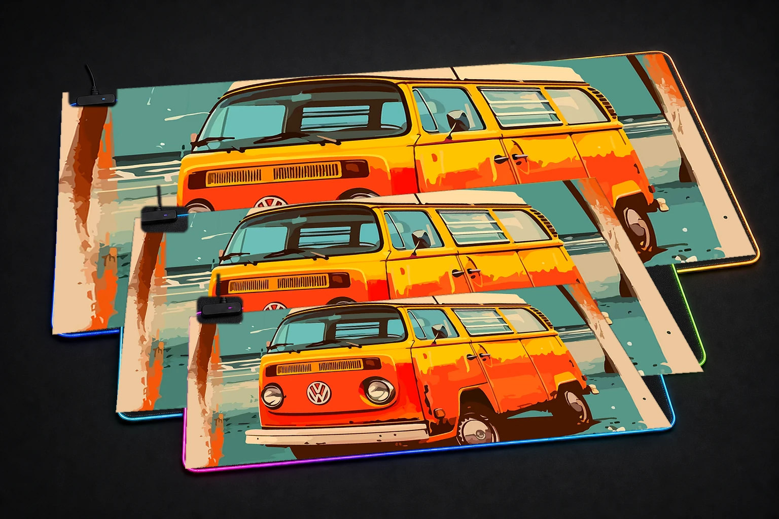 Volkswagen Best Selling RGB Desk Mat three-size comparison