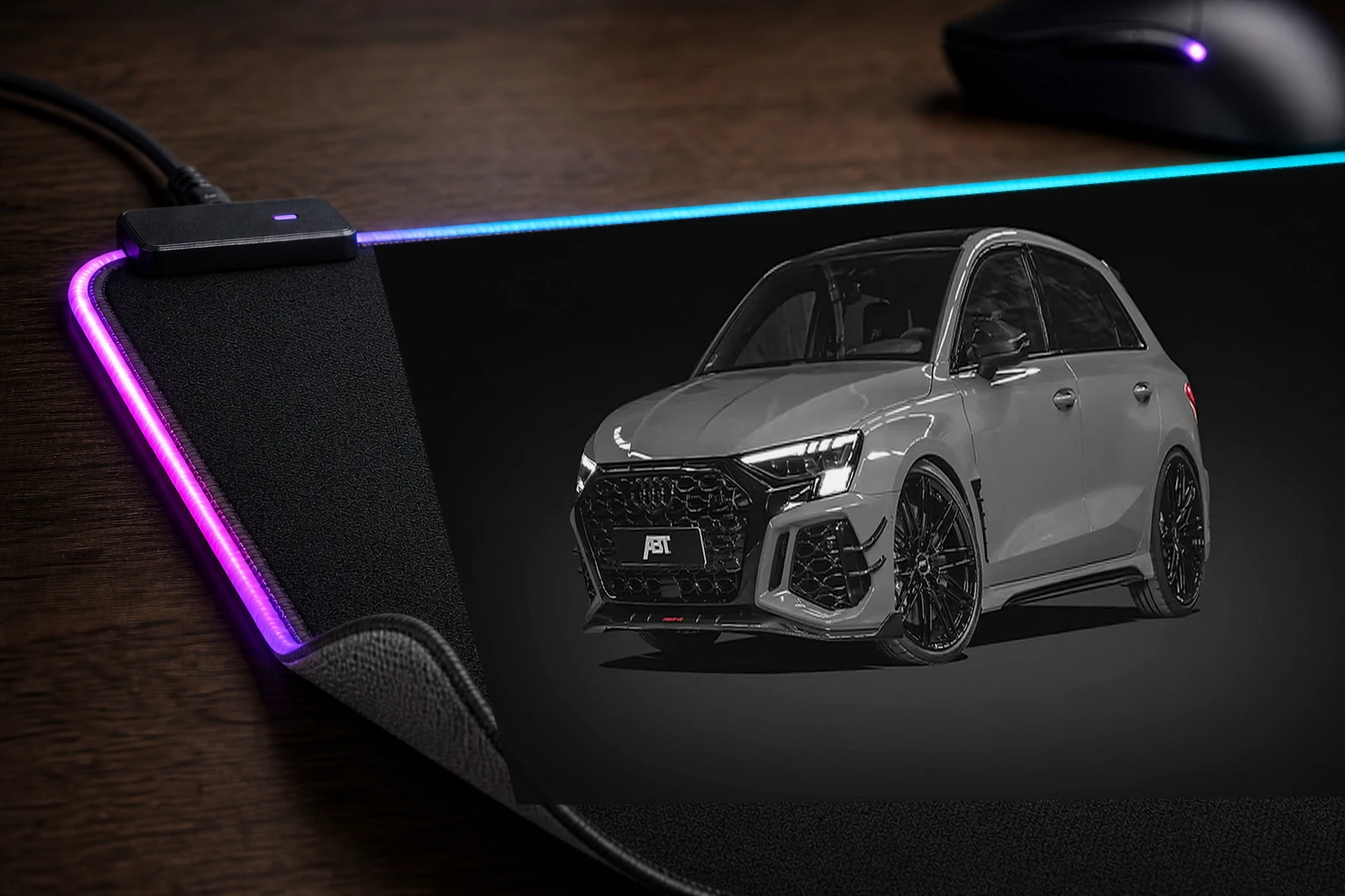ABT Audi RS3 Sportback RGB Desk Mat controller and material detail