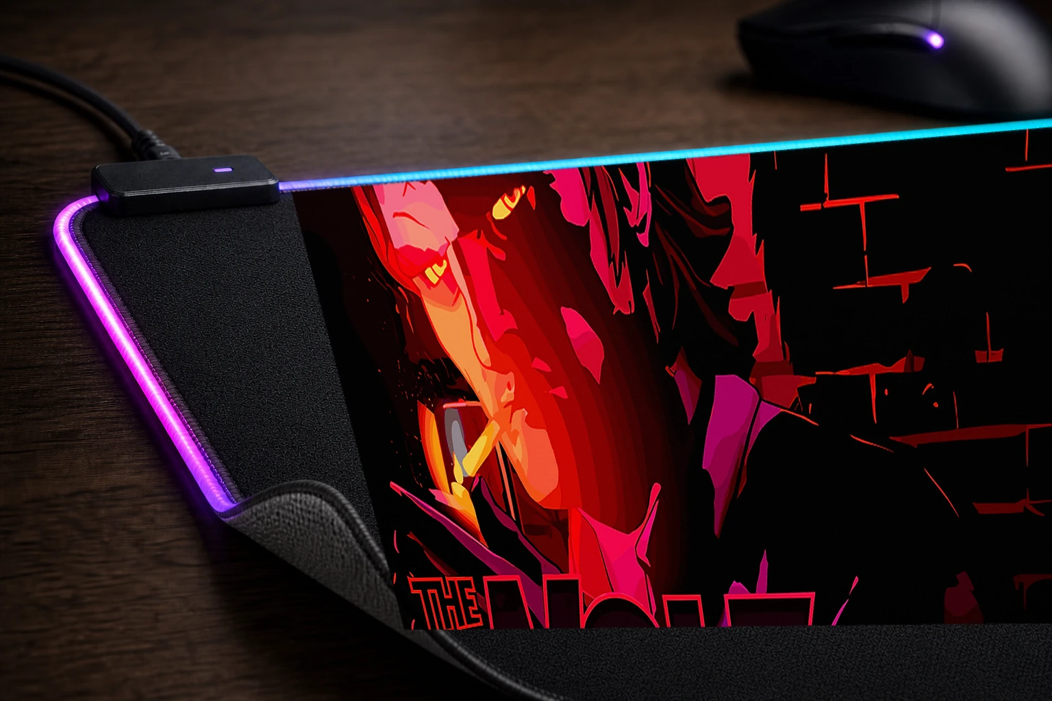 The Wolf Among Us artwork RGB Desk Mat controller and material detail