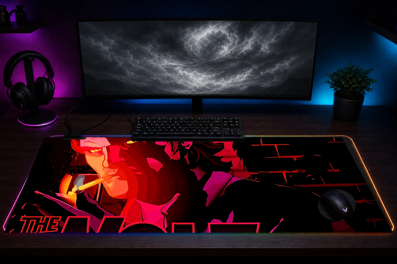The Wolf Among Us artwork RGB Desk Mat immersive setup scene
