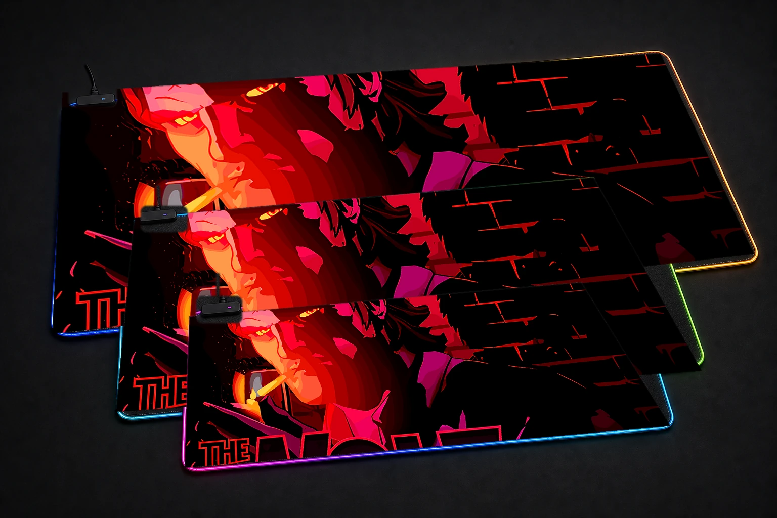 The Wolf Among Us artwork RGB Desk Mat three-size comparison