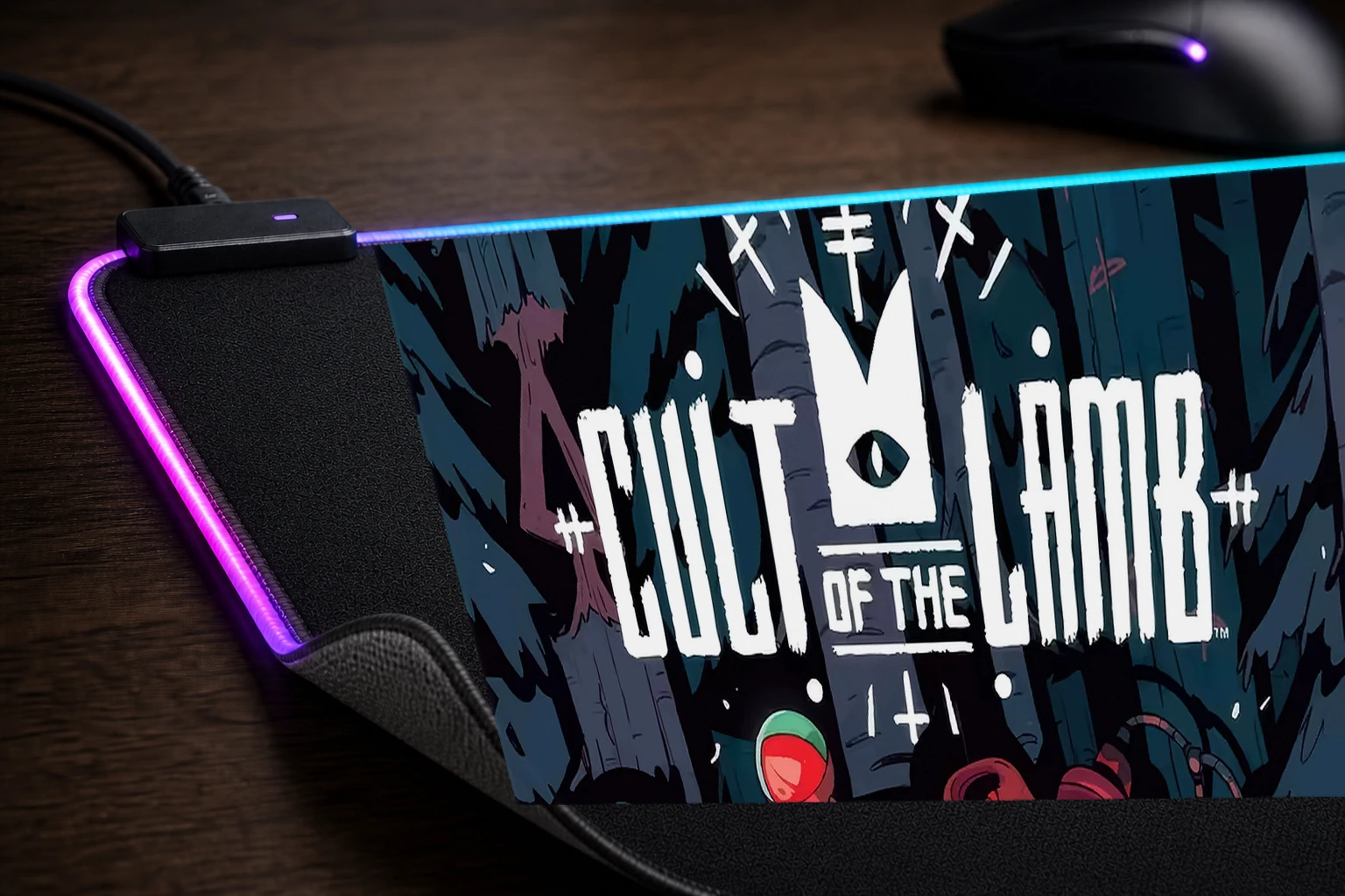 Cult of the Lamb Game Art RGB Desk Mat controller and material detail