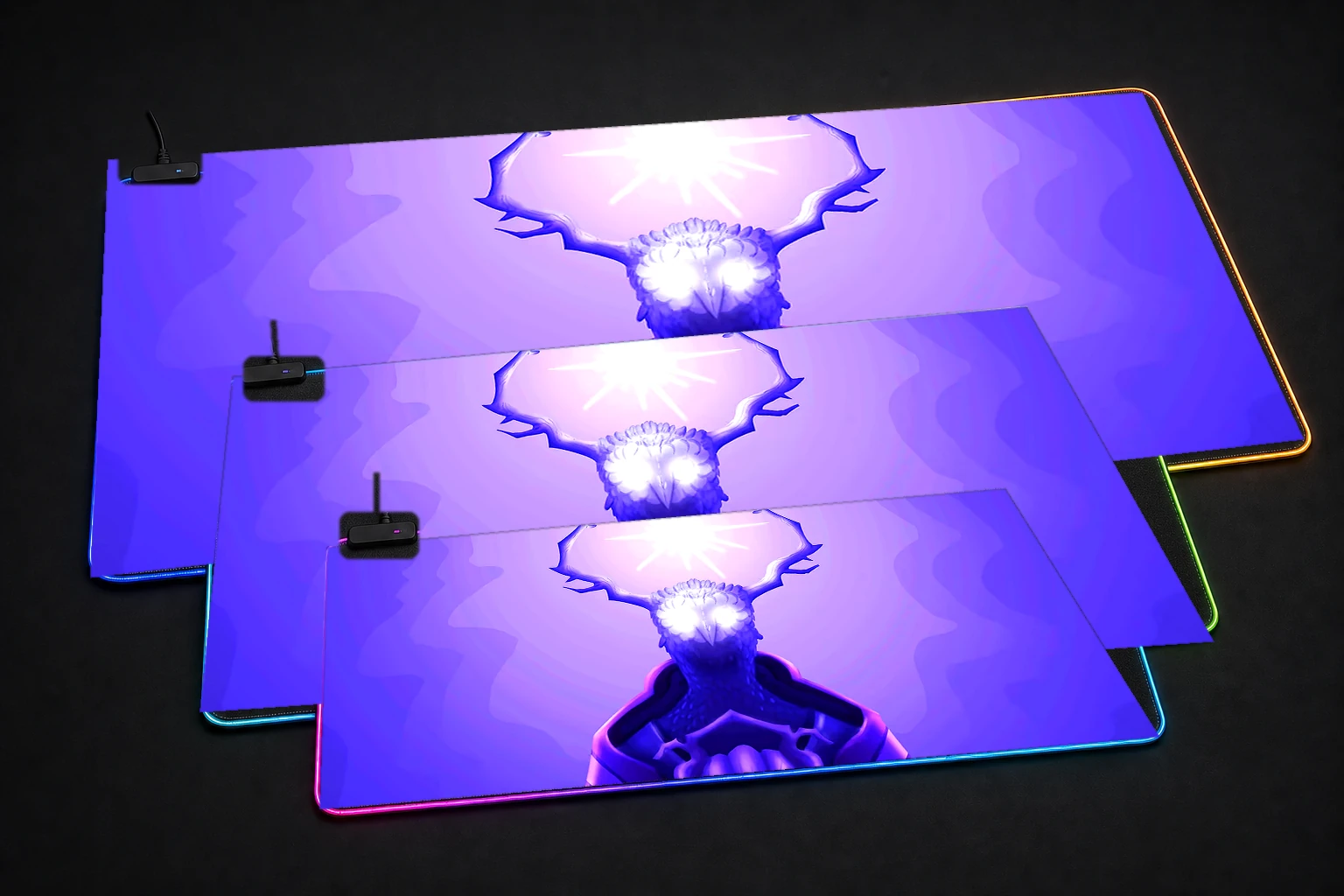 Outer wilds RGB Desk Mat three-size comparison