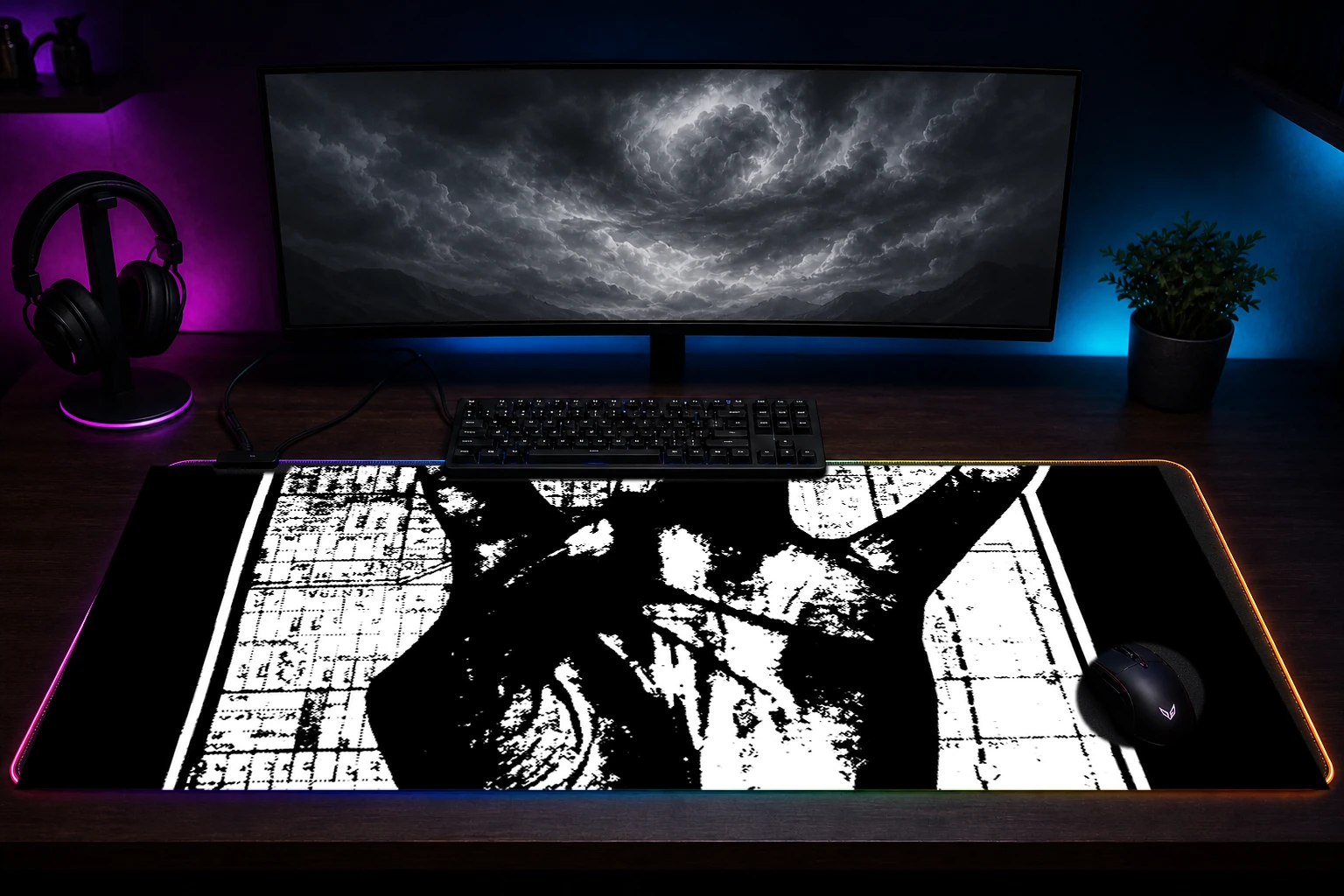 Westside Connection Hand Sign RGB Desk Mat immersive setup scene