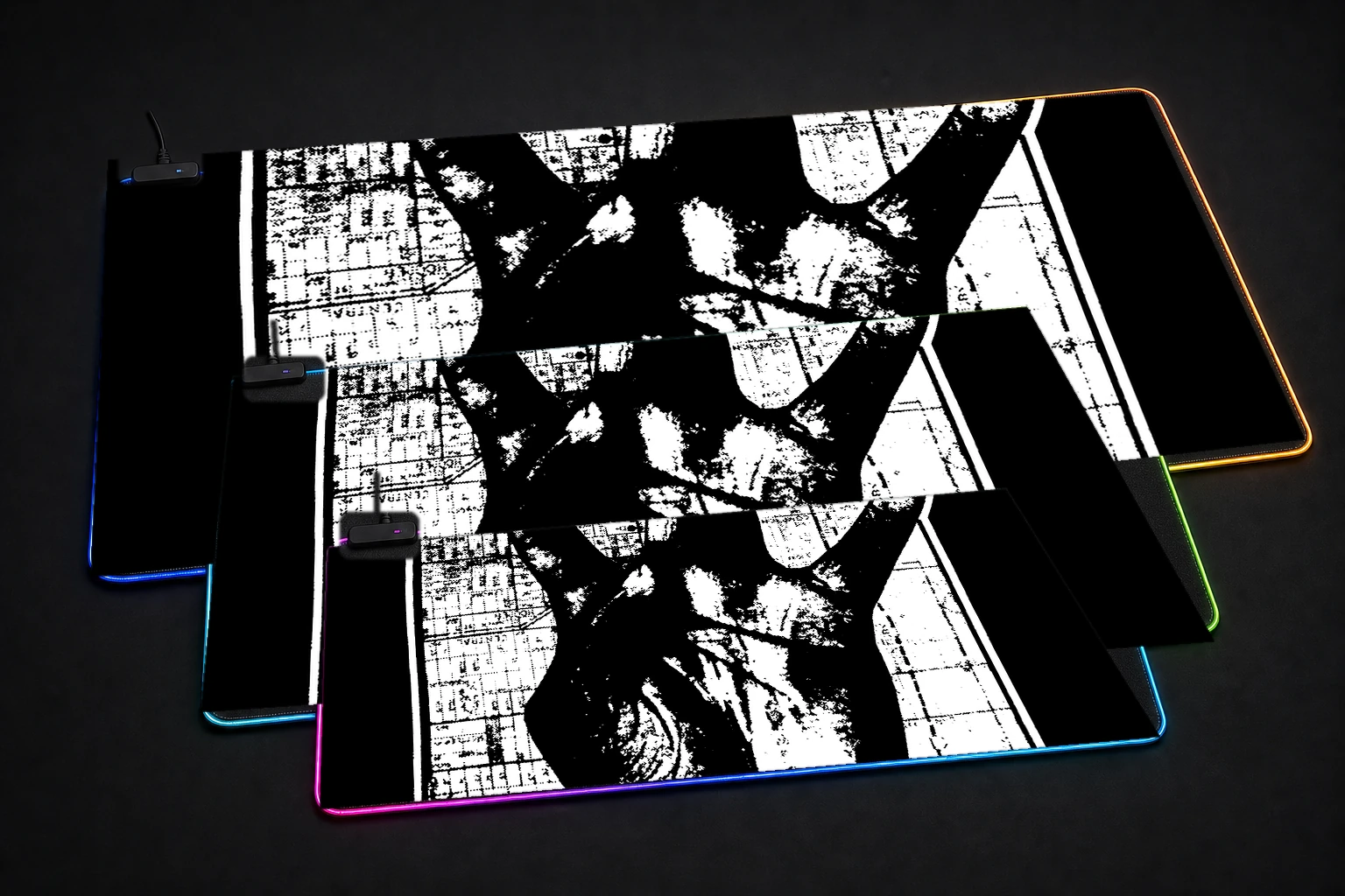 Westside Connection Hand Sign RGB Desk Mat three-size comparison