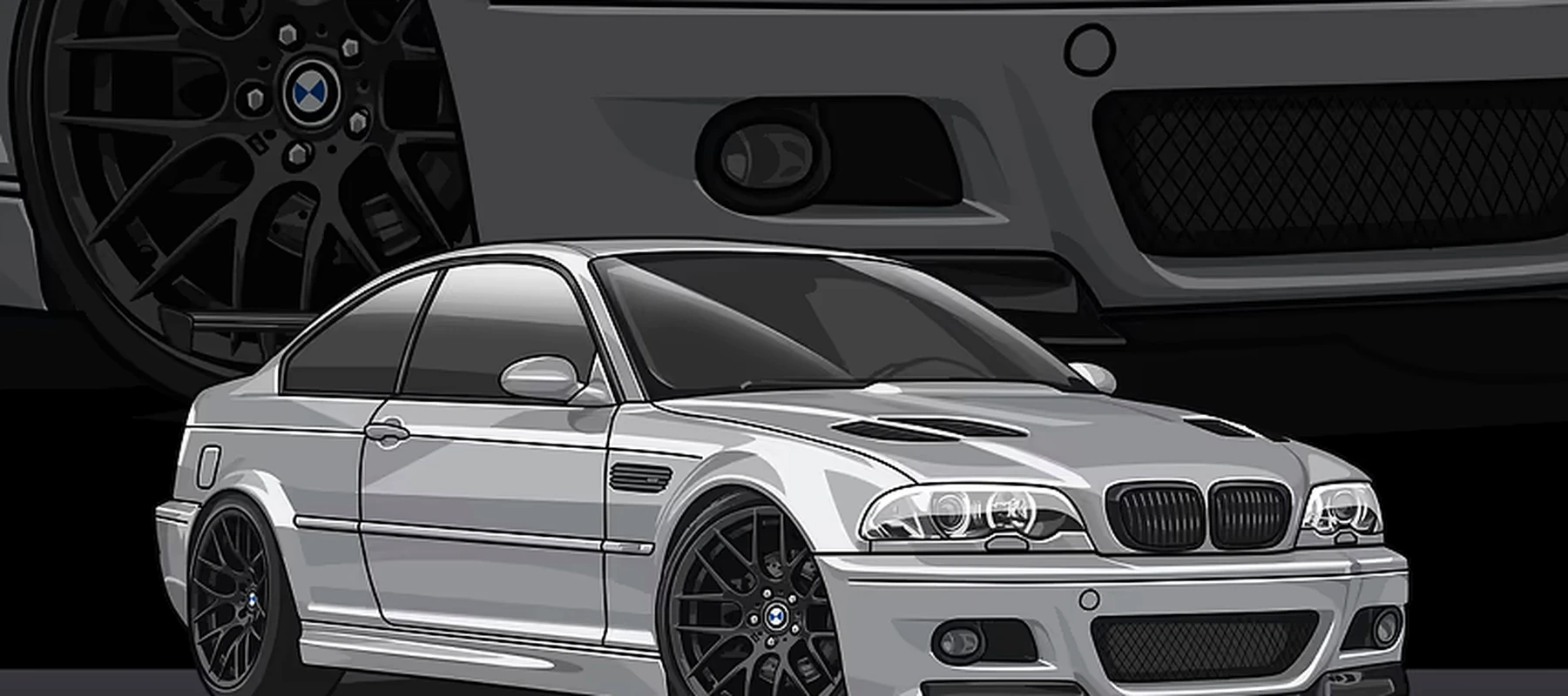 BMW E46 M3 RGB Desk Mat full-width design preview
