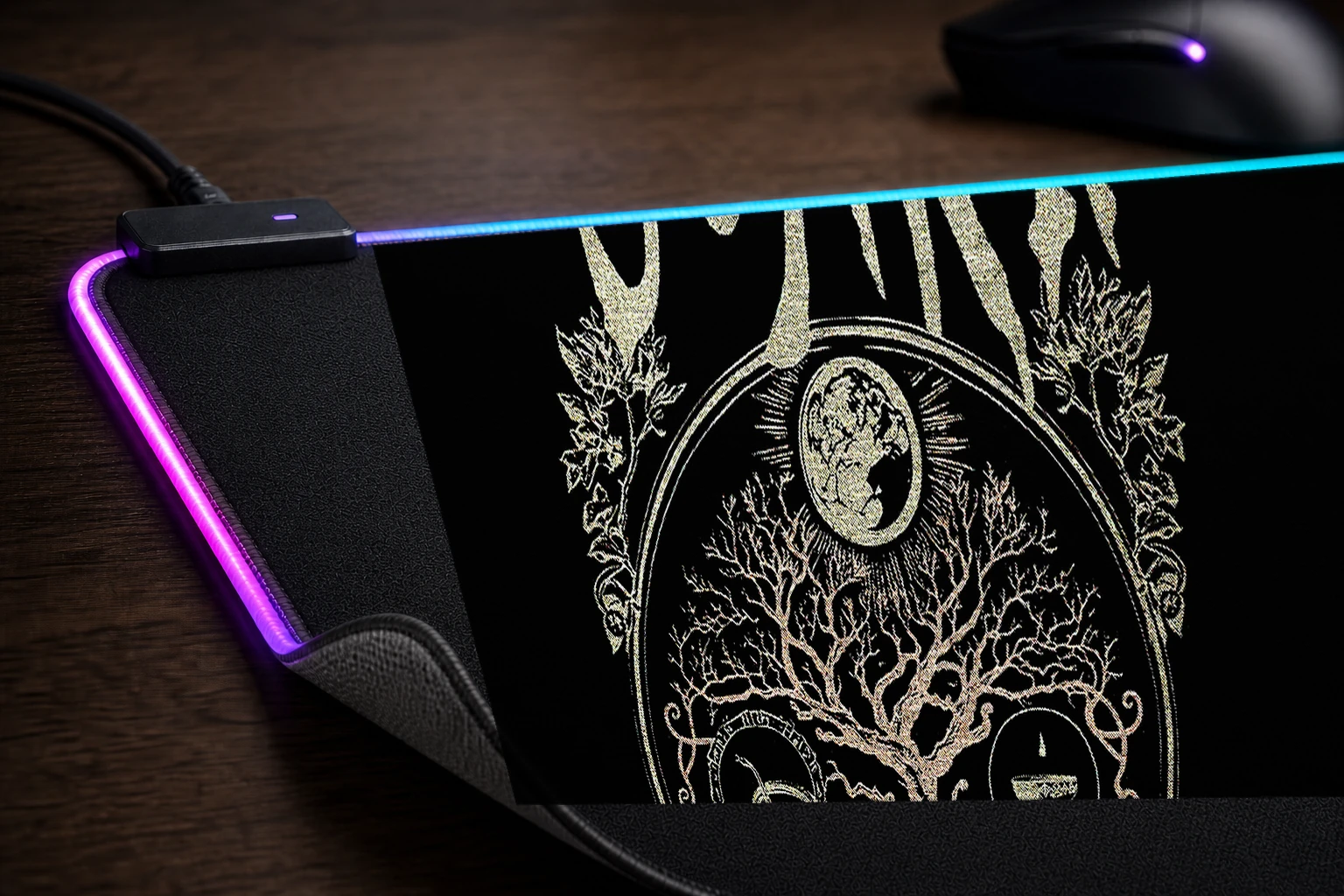 Gojira Band Logo RGB Desk Mat controller and material detail