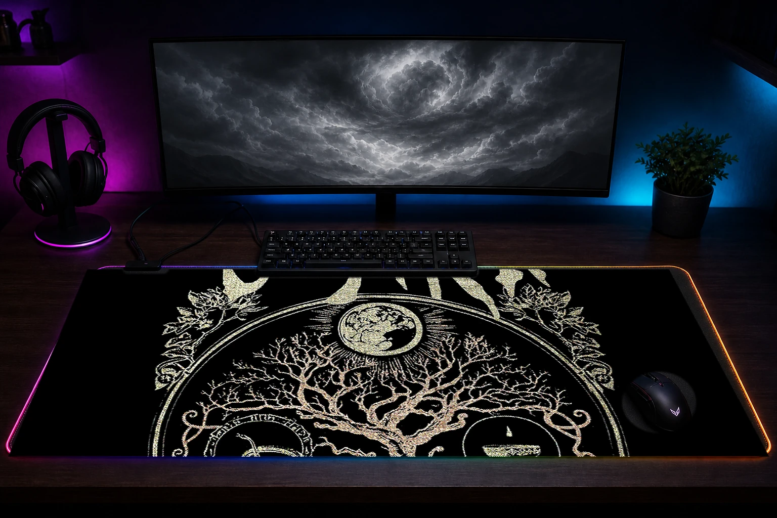Gojira Band Logo RGB Desk Mat immersive setup scene