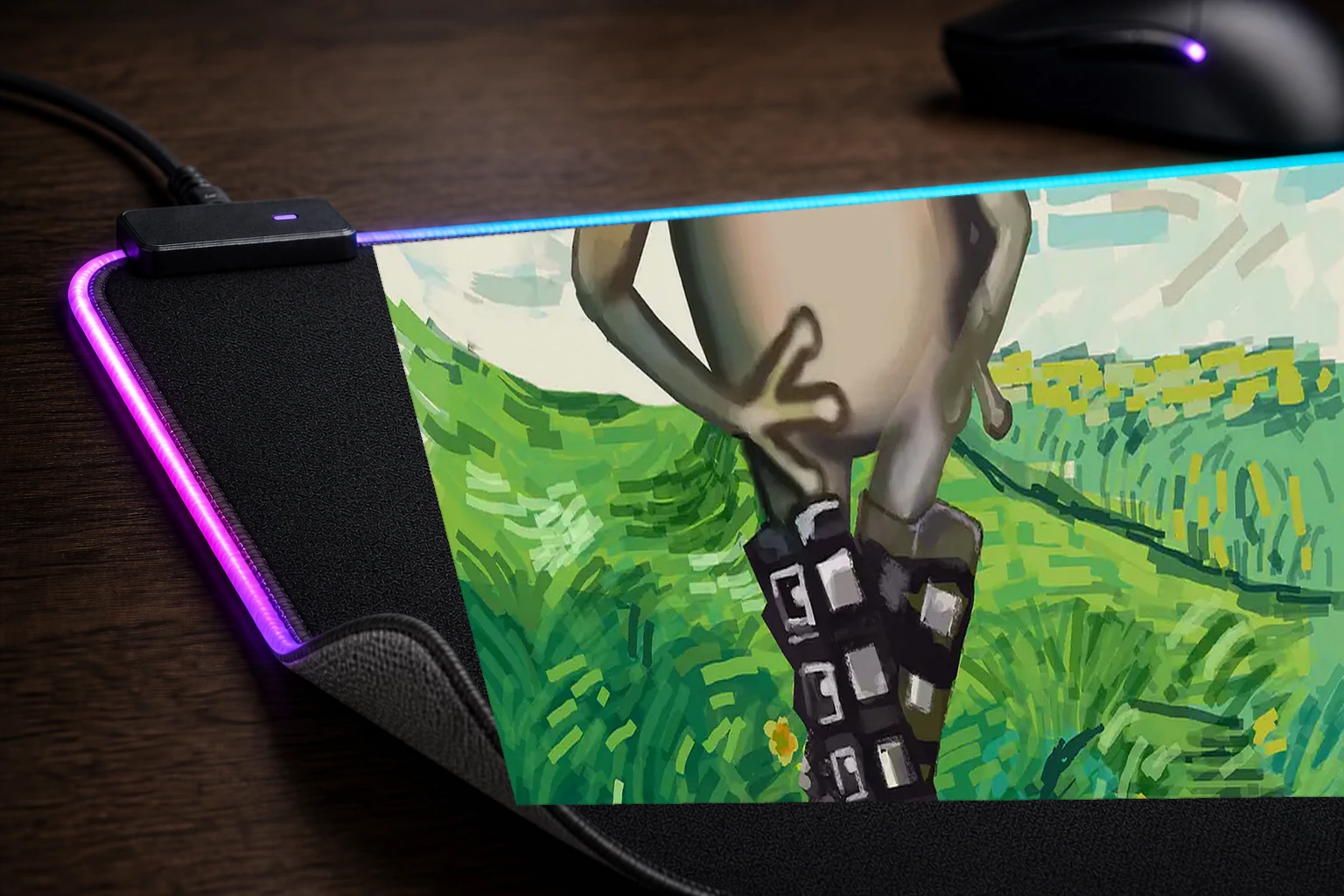 frog gothic in the field RGB Desk Mat controller and material detail