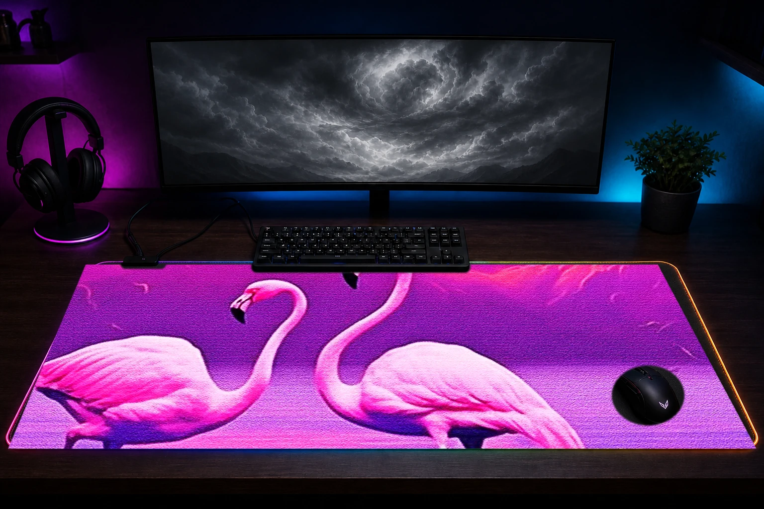 Natural scenery RGB Desk Mat immersive setup scene