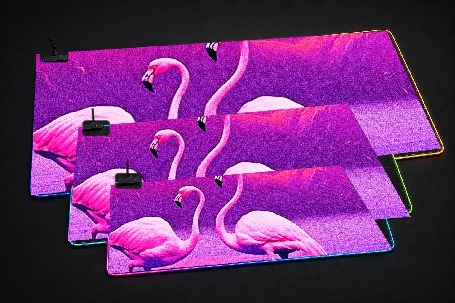Natural scenery RGB Desk Mat three-size comparison