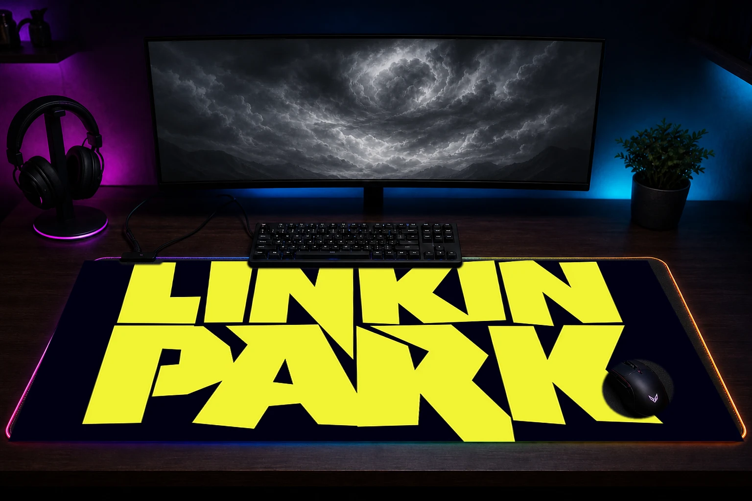 linkin park best selling RGB Desk Mat immersive setup scene