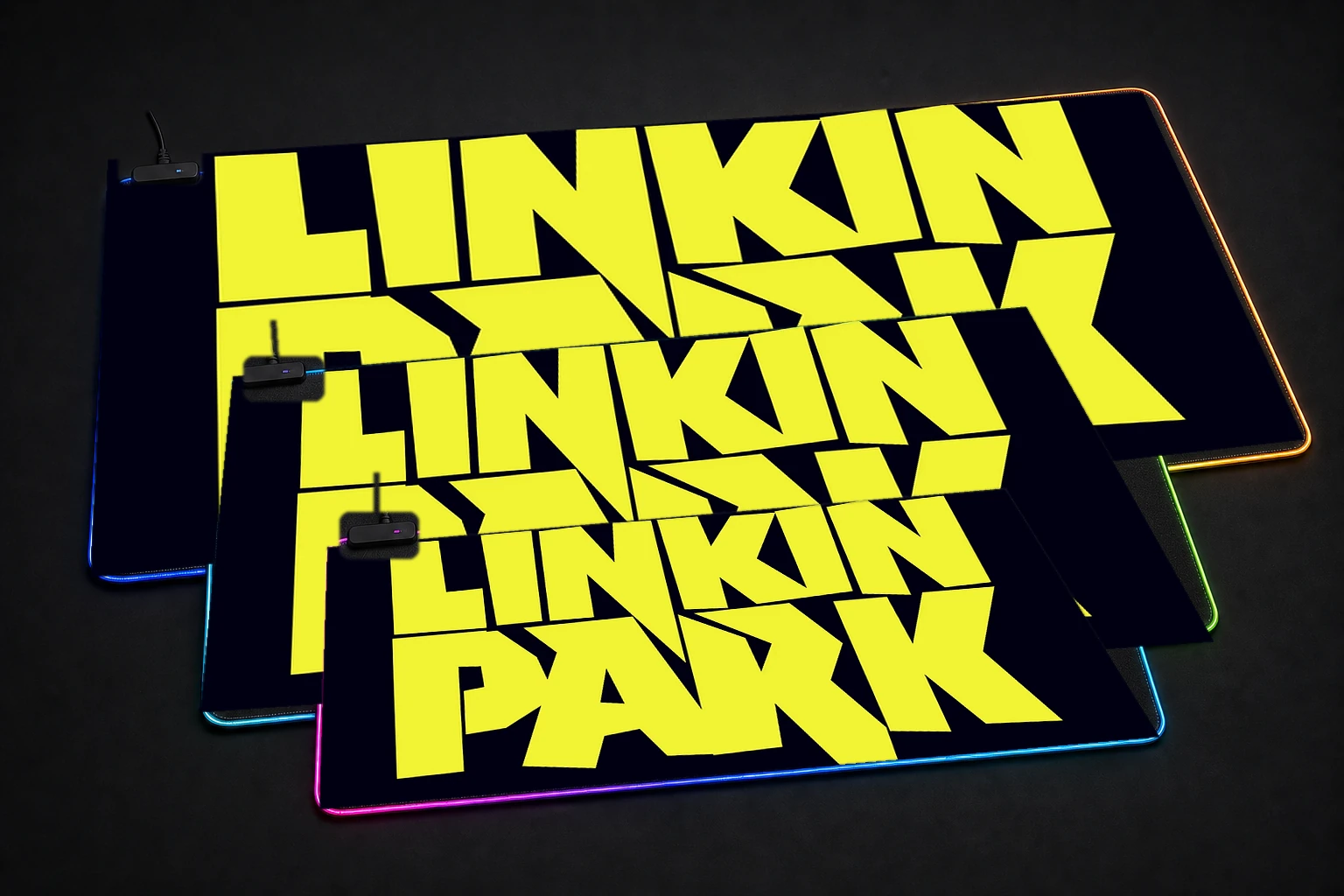 linkin park best selling RGB Desk Mat three-size comparison