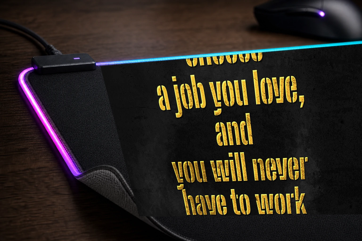 Confucius Best Selling Art RGB Desk Mat controller and material detail