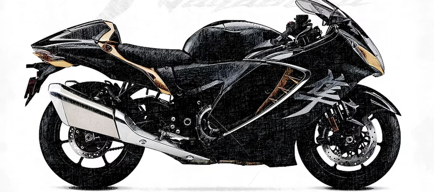Suzuki Hayabusa Motorcycle RGB Desk Mat full-width design preview
