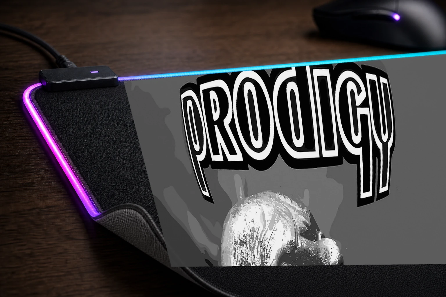 The Prodigy album cover art RGB Desk Mat controller and material detail