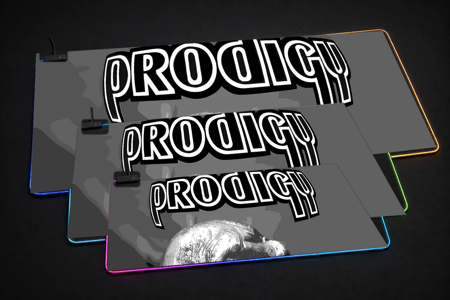 The Prodigy album cover art RGB Desk Mat three-size comparison