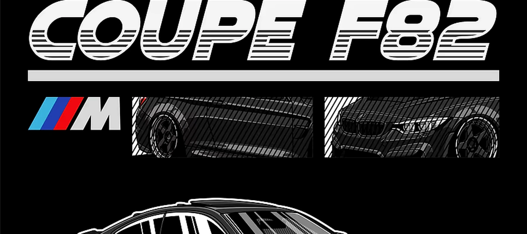 BMW M4 Coupe F82 Black RGB Desk Mat full-width design preview