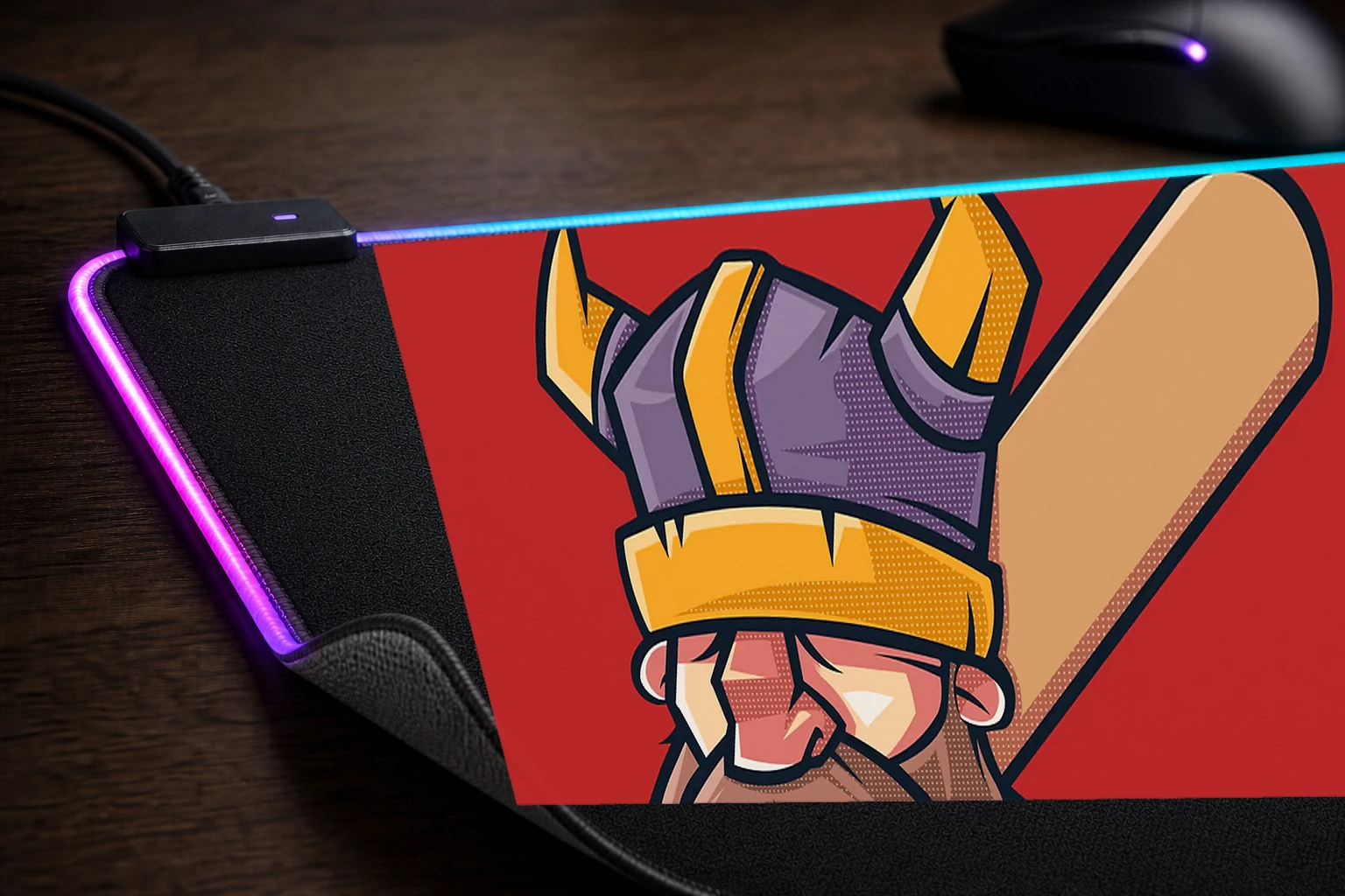 Barbarian Fratman Vector RGB Desk Mat controller and material detail