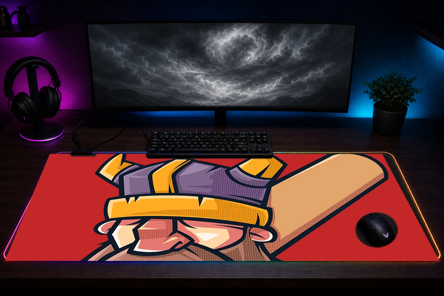 Barbarian Fratman Vector RGB Desk Mat immersive setup scene