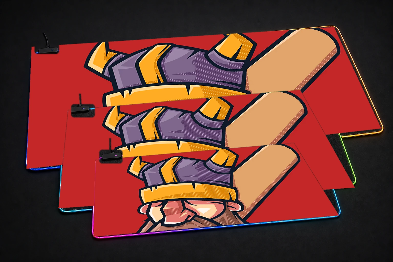 Barbarian Fratman Vector RGB Desk Mat three-size comparison