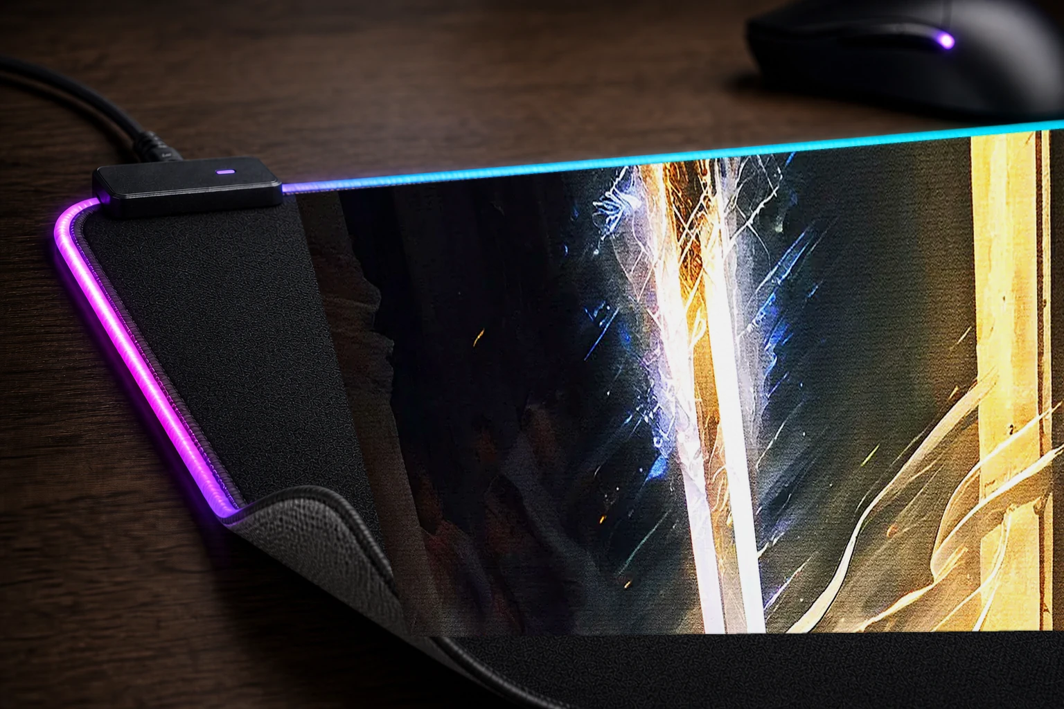 Sword Legend Art RGB Desk Mat controller and material detail